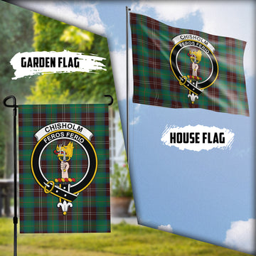 Chisholm Hunting Ancient Tartan Flag with Family Crest