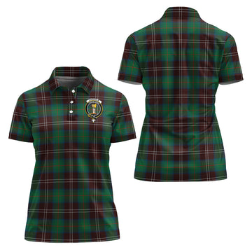 Chisholm Hunting Ancient Tartan Polo Shirt with Family Crest For Women