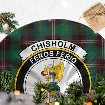 Chisholm Hunting Ancient Tartan Christmas Tree Skirt with Family Crest
