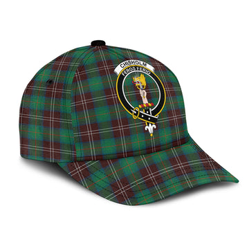 Chisholm Hunting Ancient Tartan Classic Cap with Family Crest