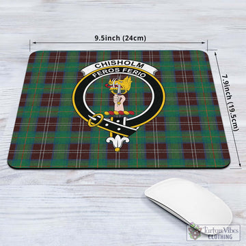 Chisholm Hunting Ancient Tartan Mouse Pad with Family Crest
