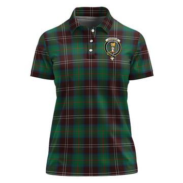 Chisholm Hunting Ancient Tartan Polo Shirt with Family Crest For Women