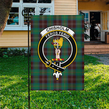 Chisholm Hunting Ancient Tartan Flag with Family Crest