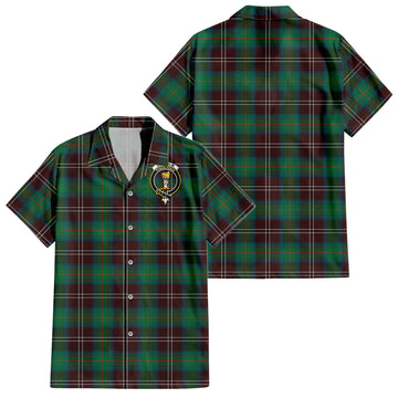 Chisholm Hunting Ancient Tartan Short Sleeve Button Down Shirt with Family Crest