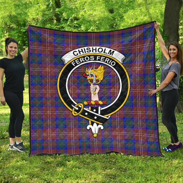 Chisholm Hunting Modern Tartan Quilt with Family Crest