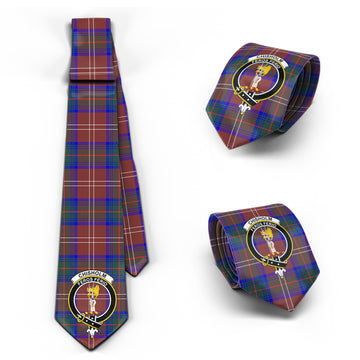 Chisholm Hunting Modern Tartan Classic Necktie with Family Crest