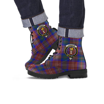 Chisholm Hunting Modern Tartan Leather Boots with Family Crest