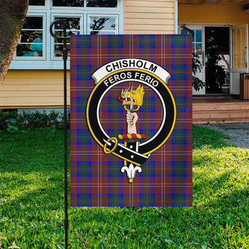 Chisholm Hunting Modern Tartan Flag with Family Crest