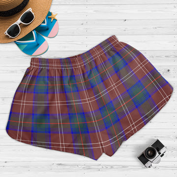 Chisholm Hunting Modern Tartan Womens Shorts with Family Crest