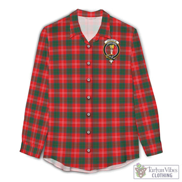 Chisholm Modern Tartan Womens Casual Shirt with Family Crest