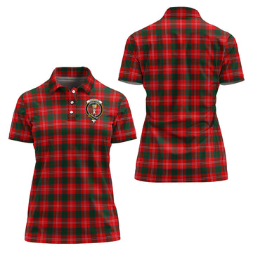 Chisholm Modern Tartan Polo Shirt with Family Crest For Women