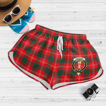 Chisholm Modern Tartan Womens Shorts with Family Crest