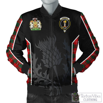 Chisholm Modern Tartan Bomber Jacket with Family Crest and Scottish Thistle Vibes Sport Style