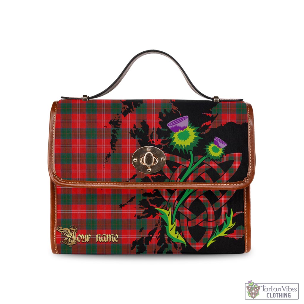 Tartan Vibes Clothing Chisholm Modern Tartan Waterproof Canvas Bag with Scotland Map and Thistle Celtic Accents