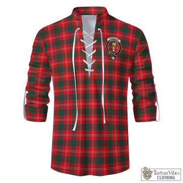 Chisholm Modern Tartan Men's Scottish Traditional Jacobite Ghillie Kilt Shirt with Family Crest