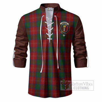 Chisholm Tartan Accent Ghillie Shirt with Family Crest
