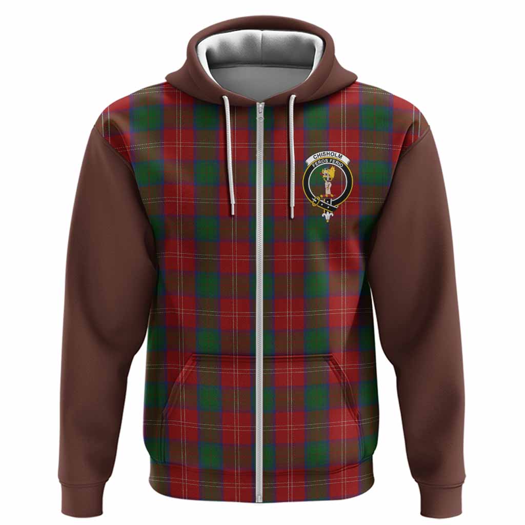 Chisholm Tartan Accent Hoodie with Family Crest