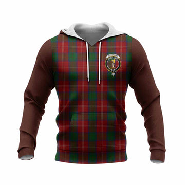 Chisholm Tartan Accent Knitted Hoodie with Family Crest