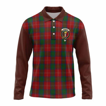 Chisholm Tartan Accent Long Sleeve Polo Shirt with Family Crest