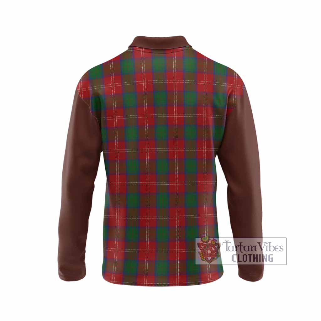 Chisholm Tartan Accent Long Sleeve Polo Shirt with Family Crest
