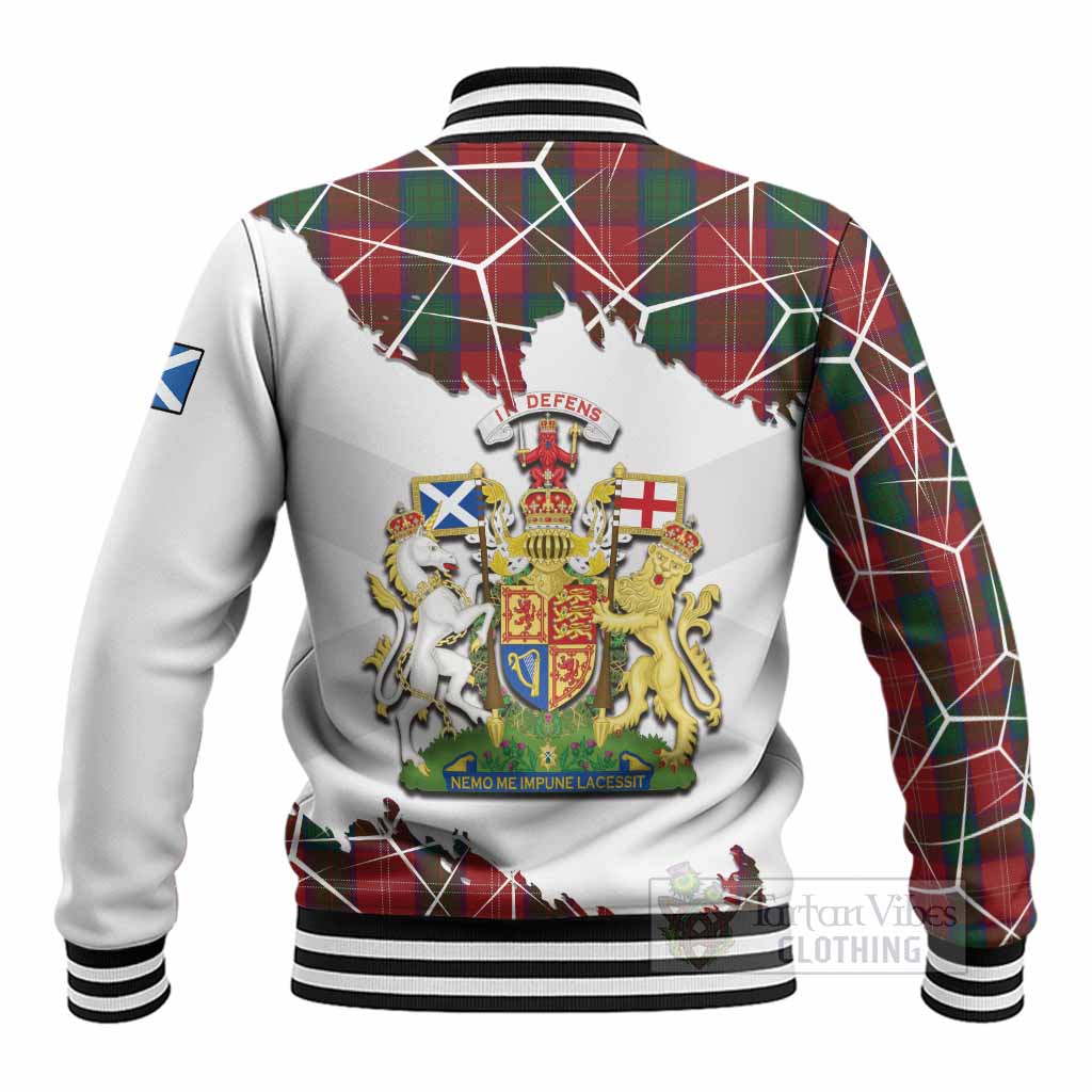 Chisholm Tartan Baseball Jacket with Family Crest and Lion Rampant Grunge Style