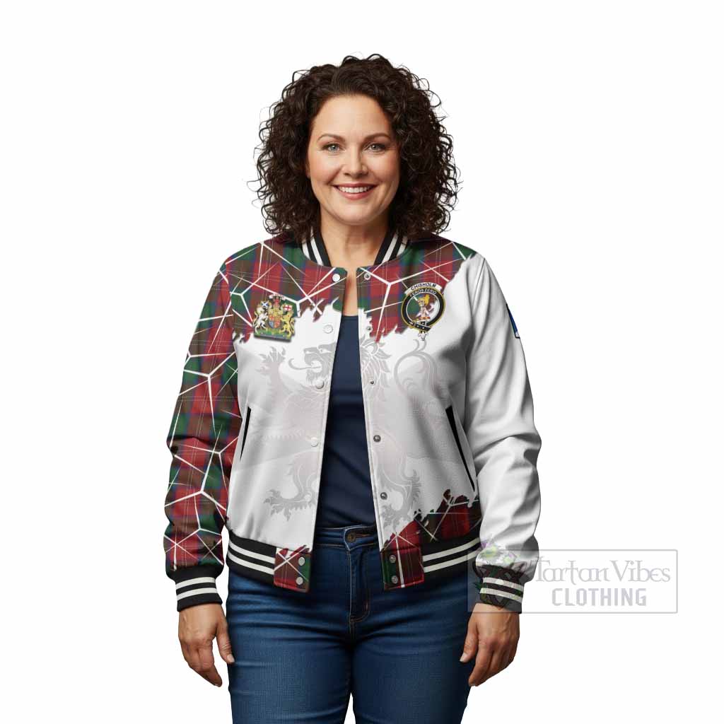 Chisholm Tartan Baseball Jacket with Family Crest and Lion Rampant Grunge Style