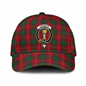Chisholm Tartan Classic Cap with Family Crest