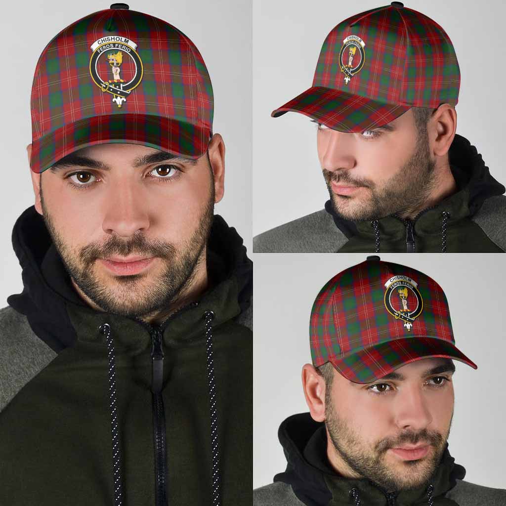Chisholm Tartan Classic Cap with Family Crest