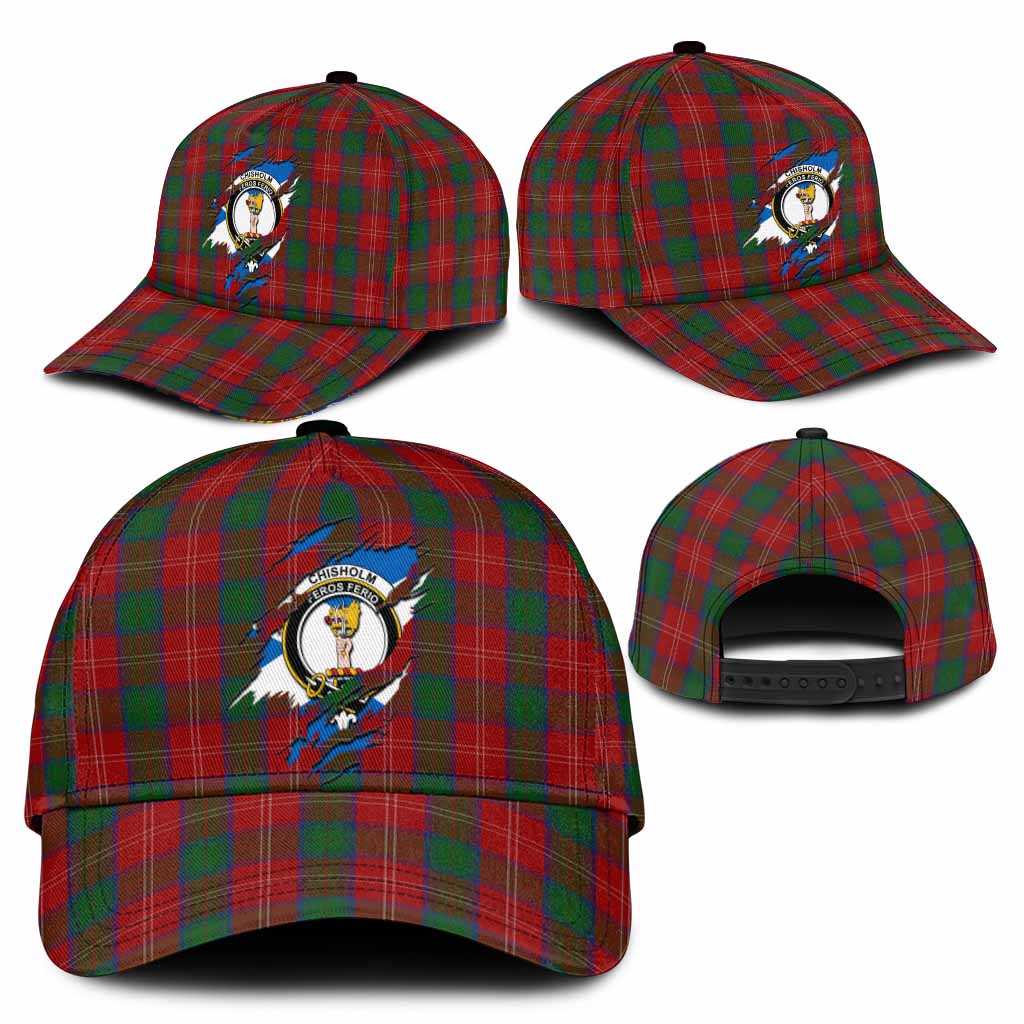 Chisholm Tartan Classic Cap with Family Crest In Me Style