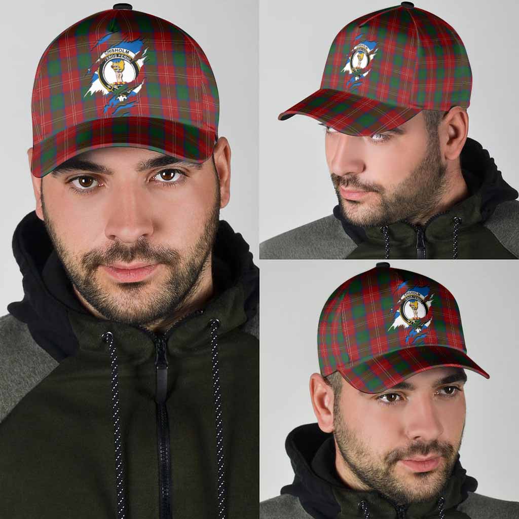 Chisholm Tartan Classic Cap with Family Crest In Me Style