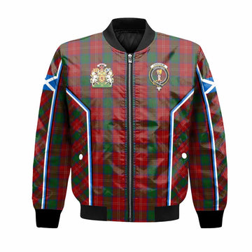Chisholm Tartan Crest Bomber Jacket Scotland Coat of Arm Flag Style