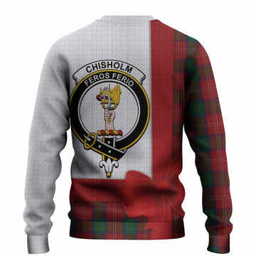Chisholm Tartan Crest Christmas Christmas Ugly Sweater Highland Cow Bagpipes Coquette Bow Style