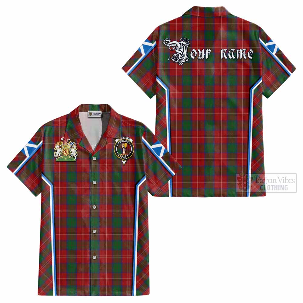 Chisholm Tartan Crest Cotton Hawaiian Shirt Scotland Coat of Arm Flag Style - Tartan Vibes Clothing