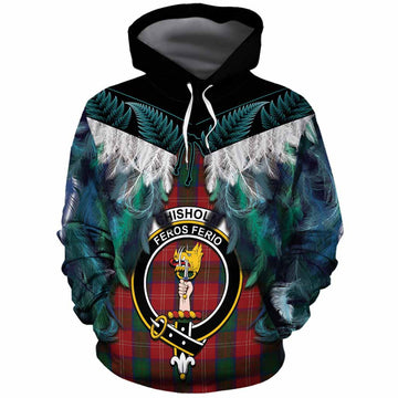 Chisholm Tartan Crest Cotton Hoodie New Zealand Maori Korowai Cloak