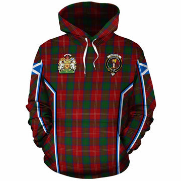 Chisholm Tartan Crest Cotton Hoodie Scotland Coat of Arm Flag Style