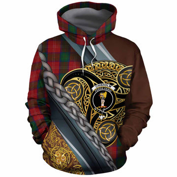 Chisholm Tartan Crest Cotton Hoodie Scottish Triskele Celtic