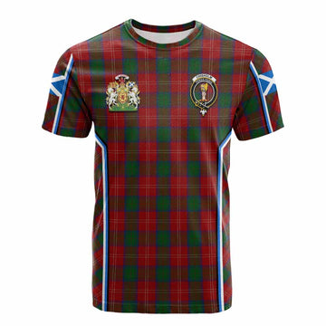 Chisholm Tartan Crest Cotton T-shirt Scotland Coat of Arm Flag Style