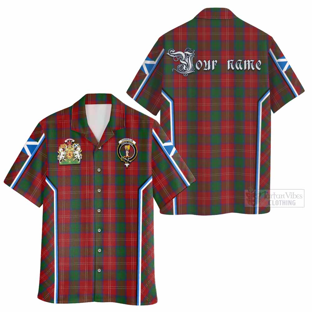 Chisholm Tartan Crest Hawaiian Shirt Scotland Coat of Arm Flag Style - Tartan Vibes Clothing