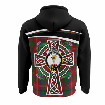 Chisholm Tartan Crest Hoodie Scottish Thistle Celtic Cross Alba Gu Brath