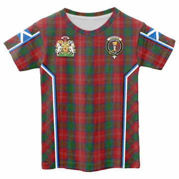 Chisholm Tartan Crest Kid T-shirt Scotland Coat of Arm Flag Style - Tartan Vibes Clothing