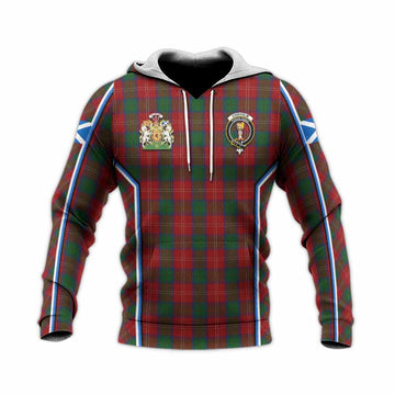 Chisholm Tartan Crest Knitted Hoodie Scotland Coat of Arm Flag Style