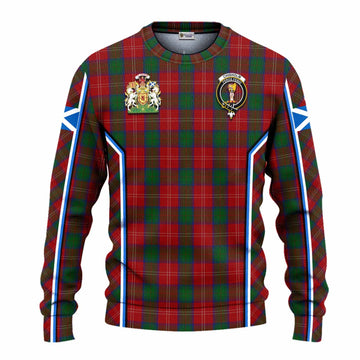 Chisholm Tartan Crest Knitted Sweater Scotland Coat of Arm Flag Style