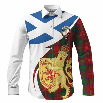 Chisholm Tartan Crest Lion Rampant Long Sleeve Button Shirts Classic Scottish Style