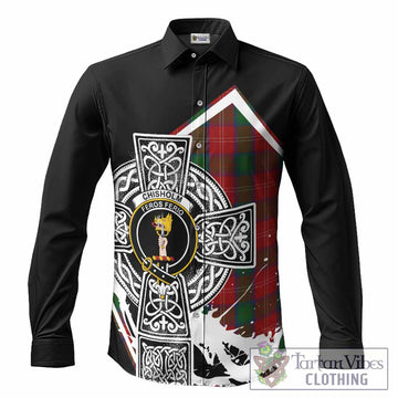 Chisholm Tartan Crest Long Sleeve Button Shirts Scottish Celtic Cross Heritage