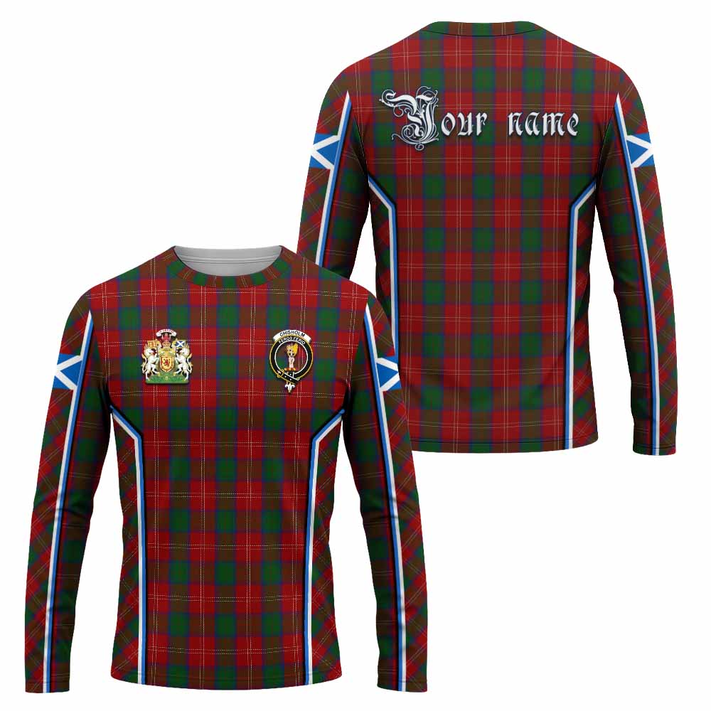Chisholm Tartan Crest Long Sleeve T-Shirt Scotland Coat of Arm Flag Style - Tartan Vibes Clothing