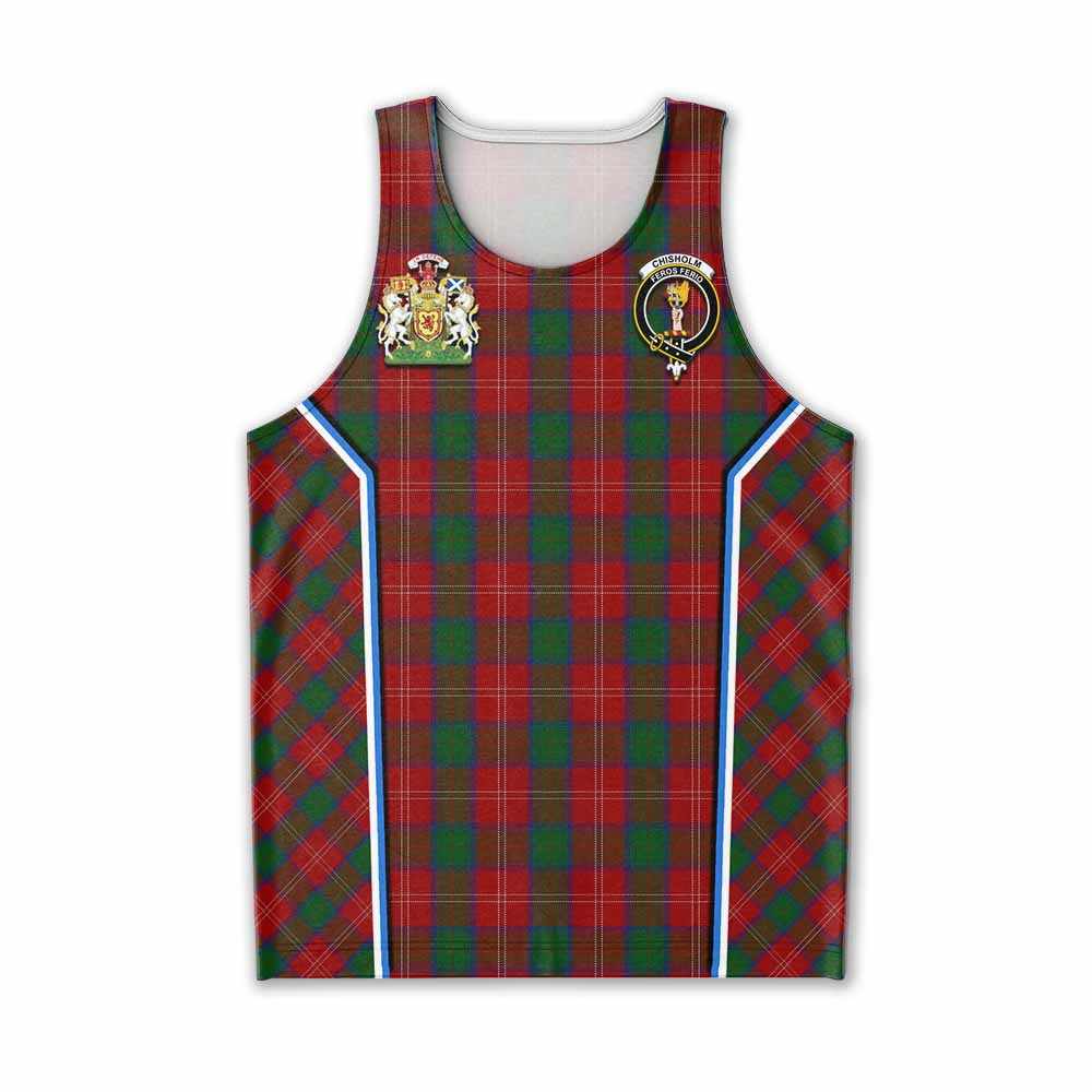 Chisholm Tartan Crest Men Tank Top Scotland Coat of Arm Flag Style - Tartan Vibes Clothing