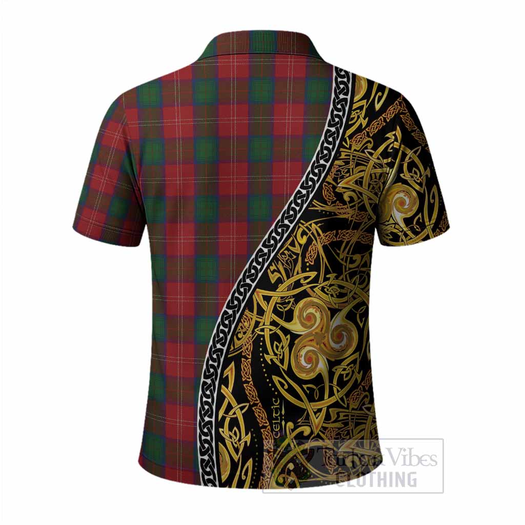 Chisholm Tartan Crest Polo Shirt Celtic Knot and Triple Trickle Spiral Symbols