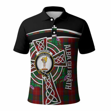 Chisholm Tartan Crest Polo Shirt Scottish Thistle Celtic Cross Alba Gu Brath