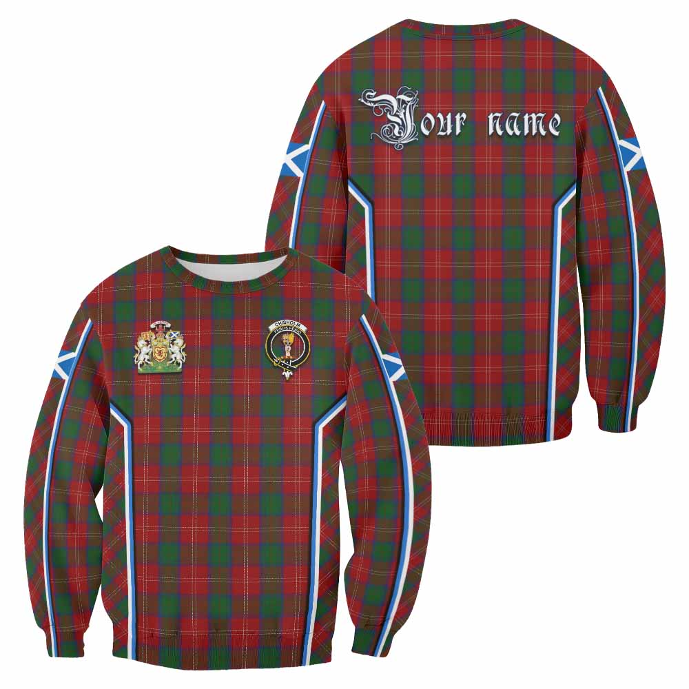 Chisholm Tartan Crest Sweatshirt Scotland Coat of Arm Flag Style - Tartan Vibes Clothing
