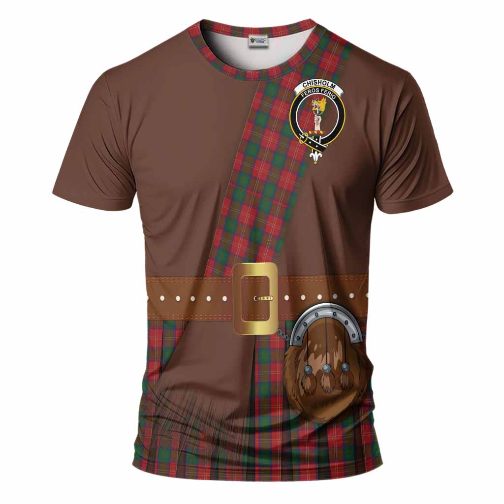 Chisholm Tartan Crest T-Shirt Kilt Costume Style